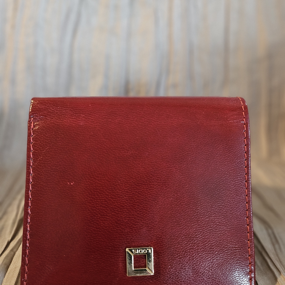Red Leather Wallet with Logo